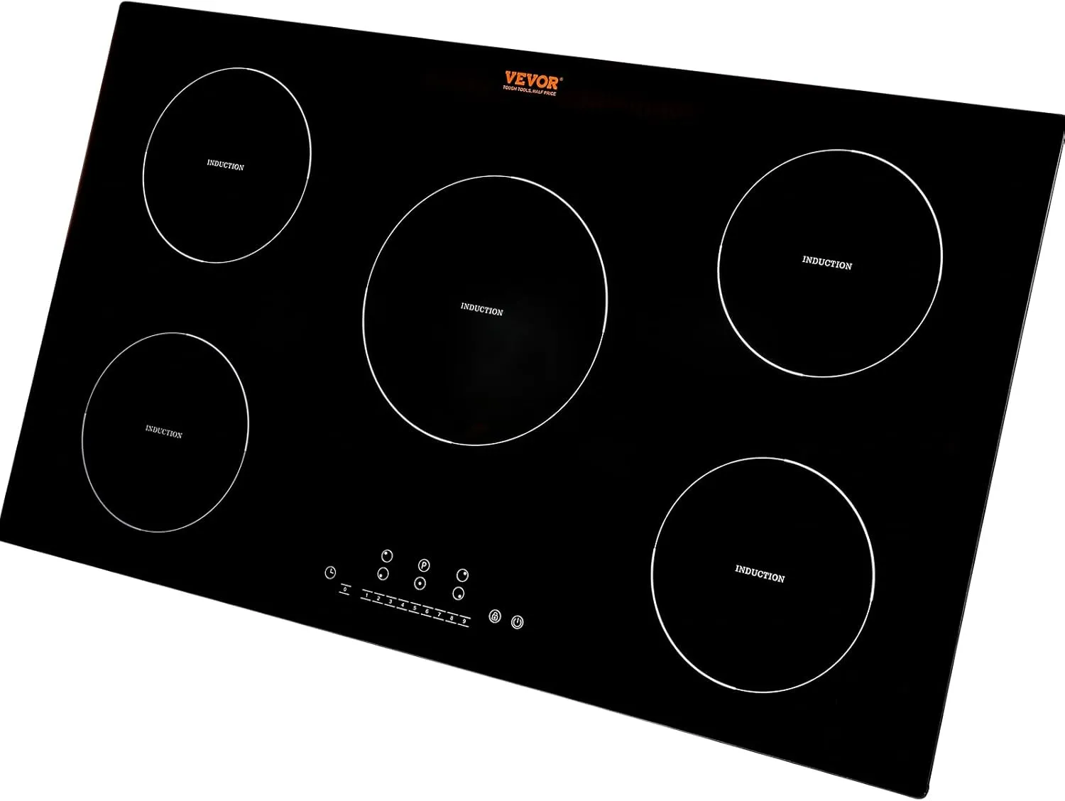 VEVOR Electric Cooktop, 5 Burners, 36'' Induction Stove Top, Built-in Magnetic Cooktop 9200W, 9 Heating Level Multifunctional Burner, LED Touch Screen w/Child Lock & Over-Temperature Protection