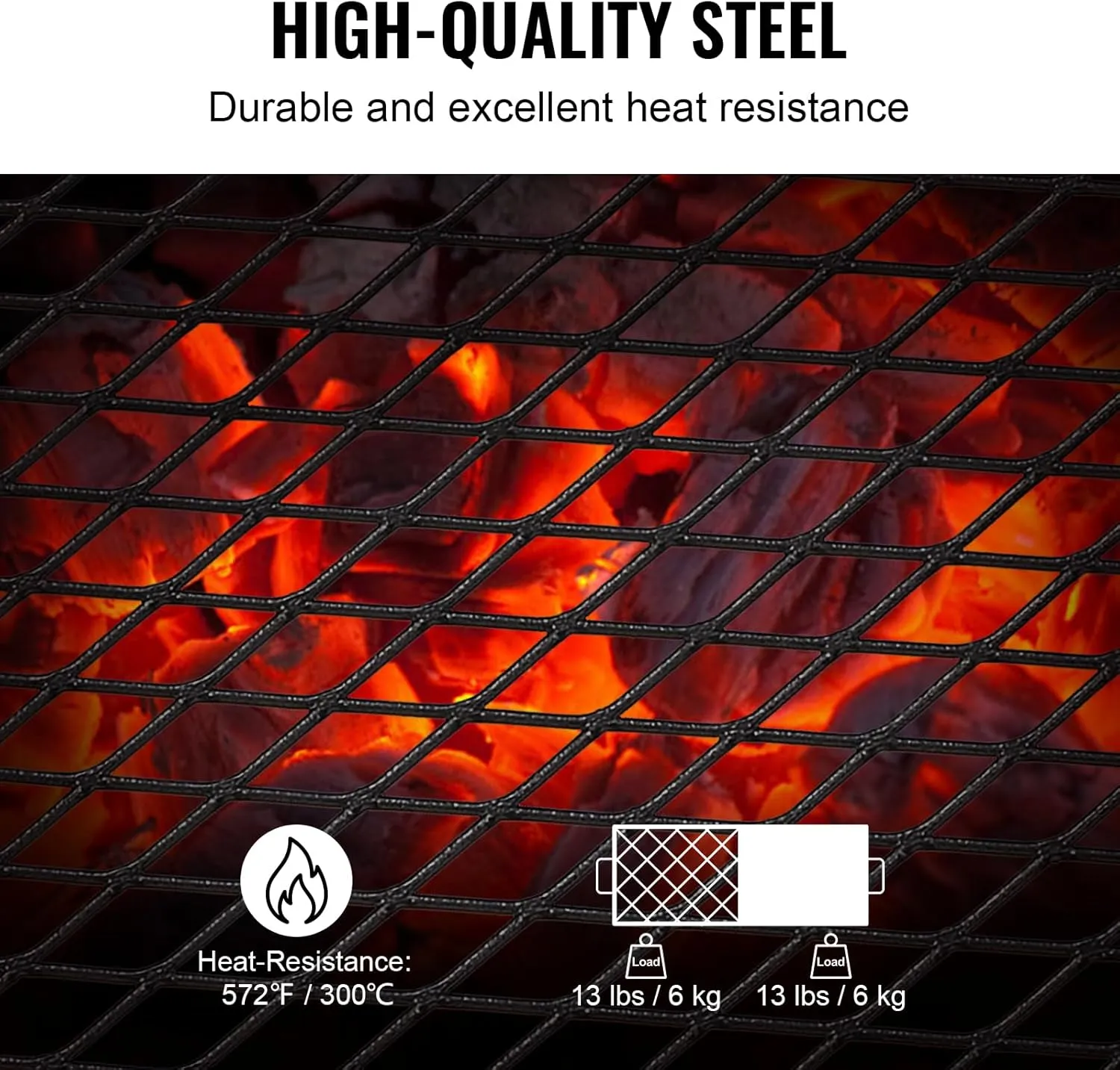 VEVOR Folding Campfire Grill, Heavy Duty Steel Mesh Grate, 22.4" Portable Camping Grates Over Fire Pit, Camp Fire Cooking Equipment with Legs Carrying Bag, Grilling Rack for Outdoor Open Flame Cooking