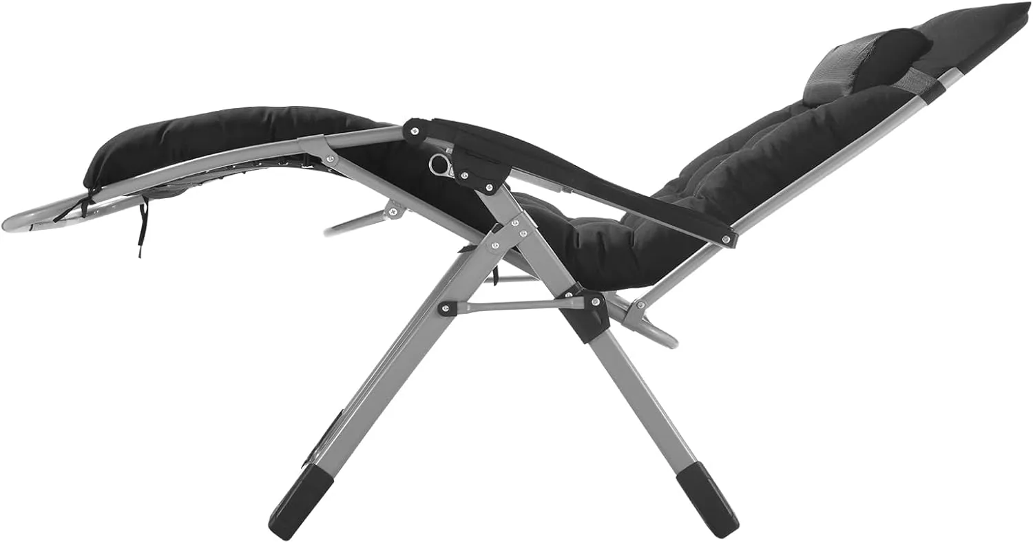 VEVOR Zero Gravity Chair, 33 inch Zero Gravity Recliner Lounge Chair for Indoor and Outdoor, Adjustable Anti Gravity Chair with Cushion, Headrest, Footrest, and Cupholder, 500 lbs, Black