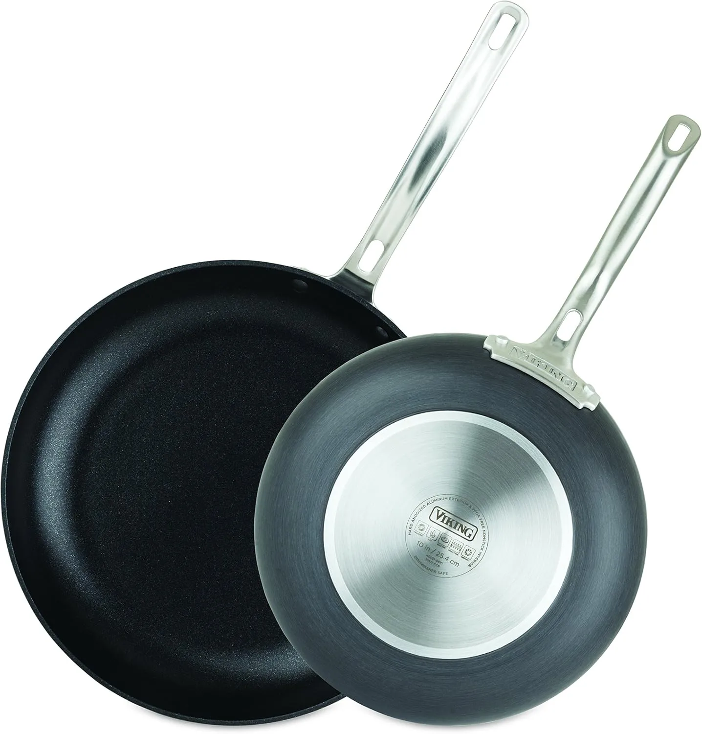 Viking Non Stick Frying Pans, 2 Piece Hard Anodized Kitchen Cookware, 10 and 12 Inch, Gray