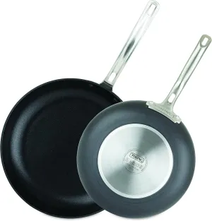 Viking Non Stick Frying Pans, 2 Piece Hard Anodized Kitchen Cookware, 10 and 12 Inch, Gray