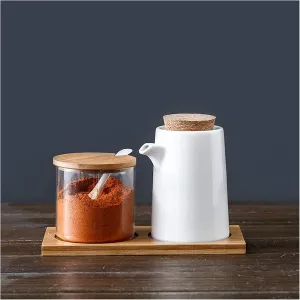 Vinegar Bottle Anti-Leakage, Ceramic Soy Pourer Liquid Dispenser Condiment Dispenser - Oil Bottle for & Storing Liquids (M) ()