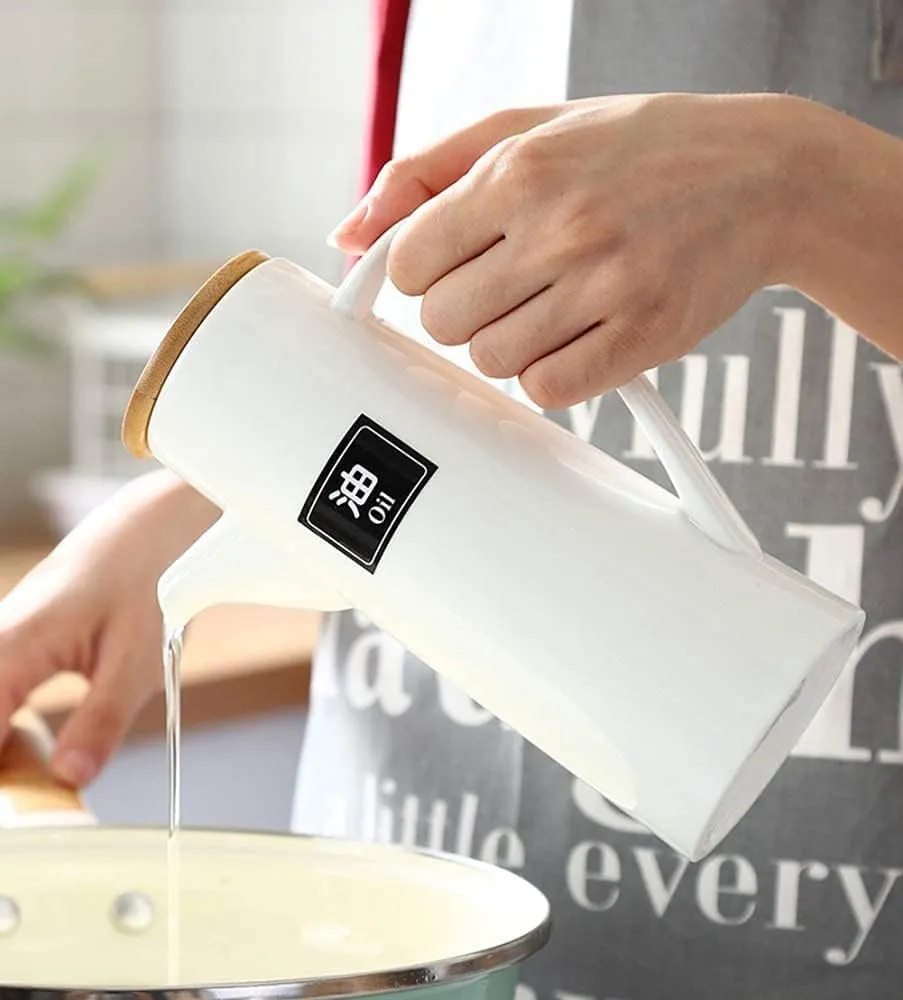 Vinegar Bottle Anti-Leakage, Style Oil Dispenser Bottle Ceramic Oil Bottles Condiment Oil Vinegar Storage Can Oil Cruet 500ML (D) (D)