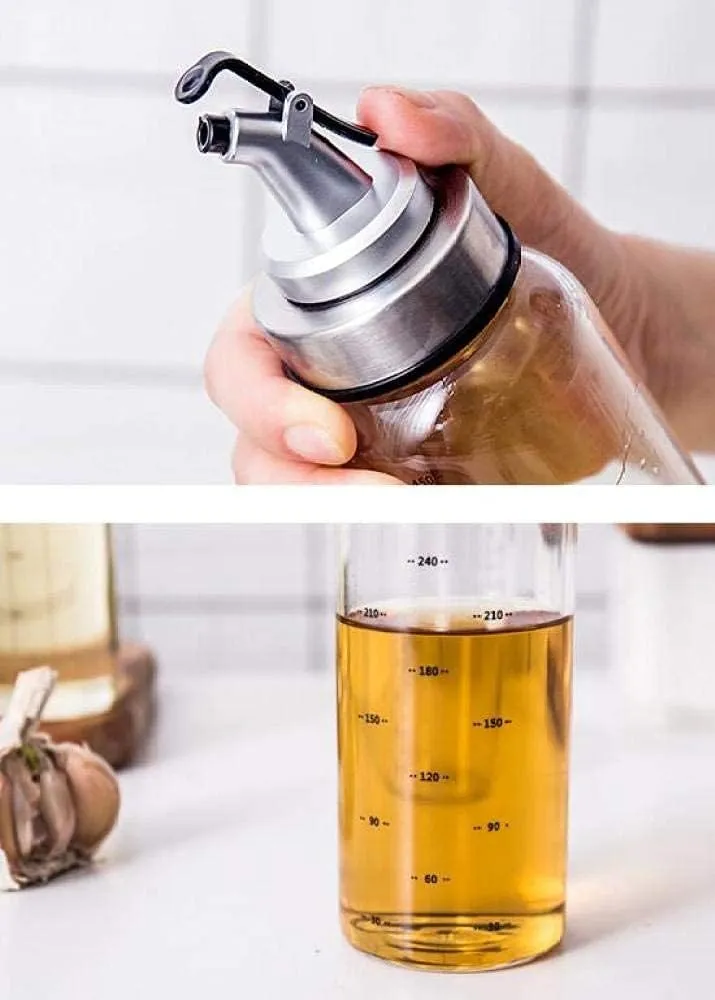 Vinegar Bottle Anti-Leakage,Dispenser Glass Olive Oil Bottle Leak-Proof Oil Bottle TransparentKitchen (170ml) (500ml)