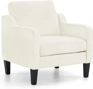 VINGLI Mid Century Modern Accent Chairs for Living Room & Reading - Soft Chenille Upholstered Arm & Side Chairs (Creamy White)