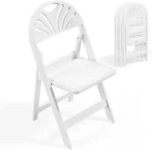 VINGLI White Resin Plastic Folding Chair with Padding Seat, Foldable Plastic Chair Weight Capacity to 350 lbs Perfect for Event Party Indoor Outdoor, Shell Backrest, 4 Pack
