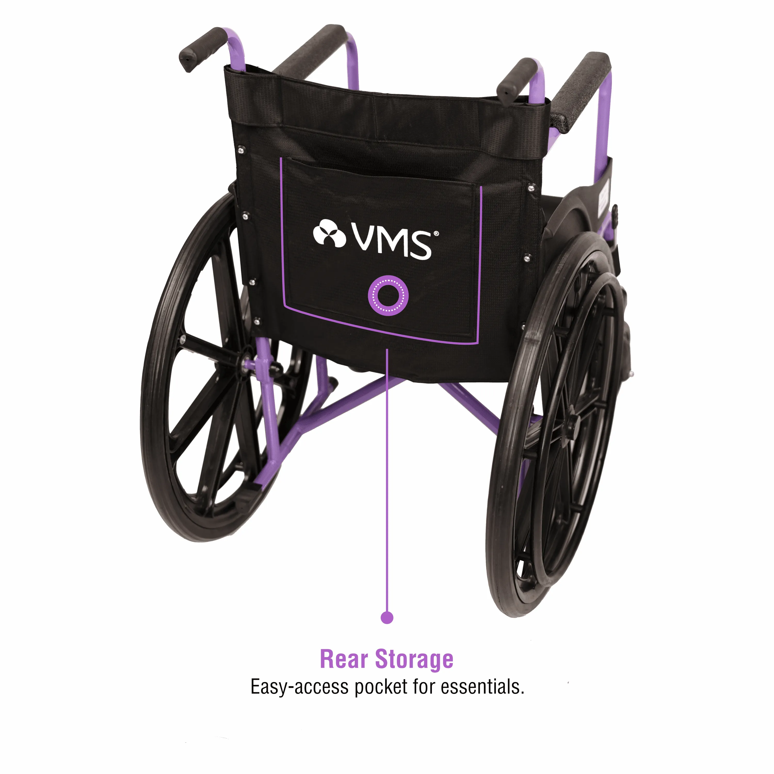 VMS Careline Foldable Manual Wheelchair - Select Plus (Purple & Black)