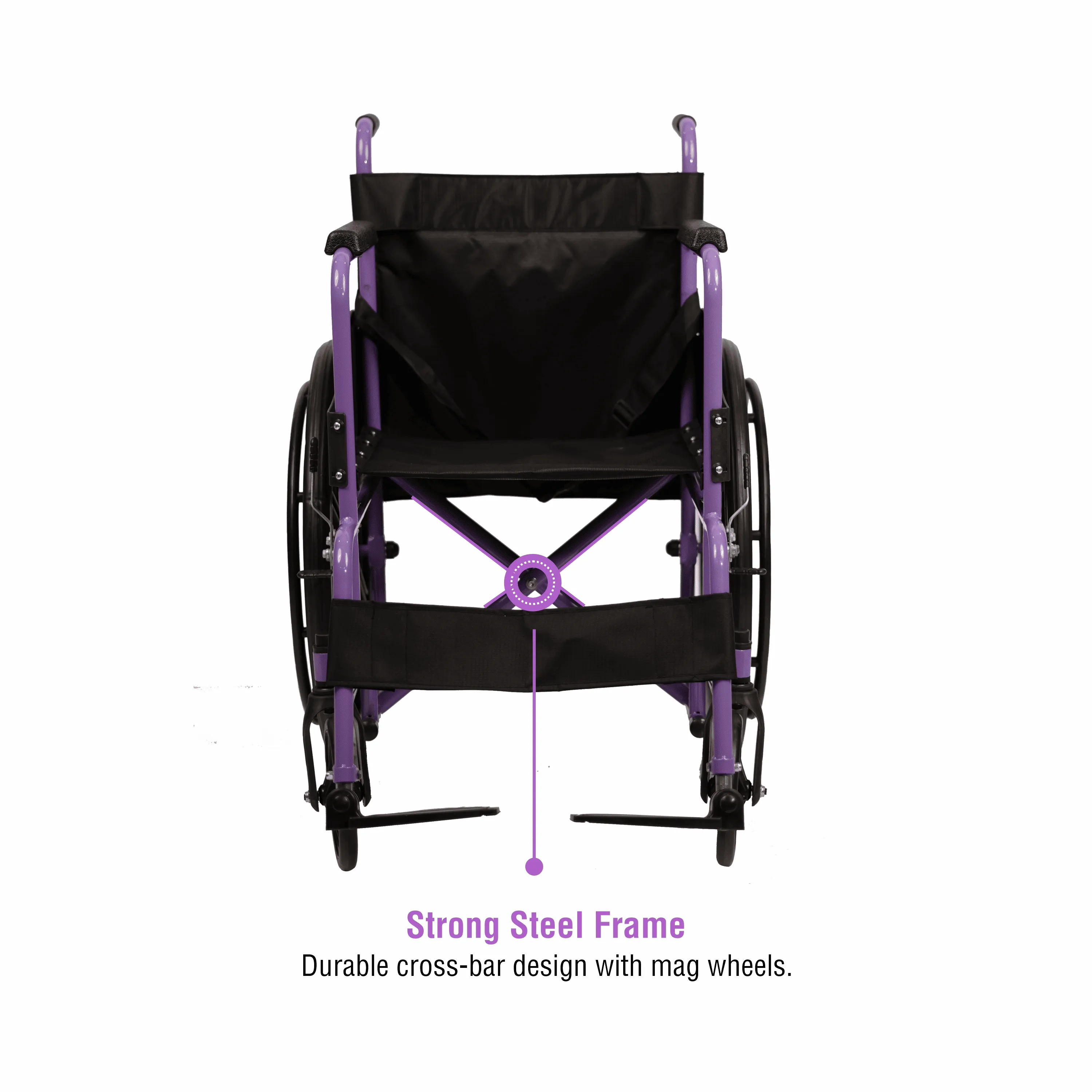 VMS Careline Foldable Manual Wheelchair - Select Plus (Purple & Black)