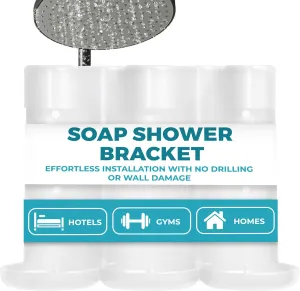 Wall-Mounted No Drill Shower Soap Amenities Dispenser | Only Fits Terra Pure and Infuse Lavender Mint Spa Collection 10.14 oz. / 300 ml Bottles | Tamper Proof Locking Bracket | Single Bracket