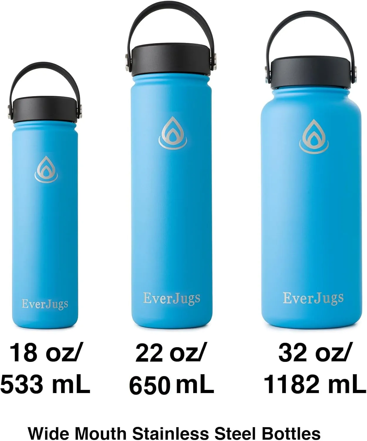 Water Bottle - 32 Oz, Wide Mouth, Premium Stainless Steel Bottle with Grip Cap, Double Walled Vacuum Insulated, Thermo Mug, Metal Flask, Leak Proof, Eco-Friendly