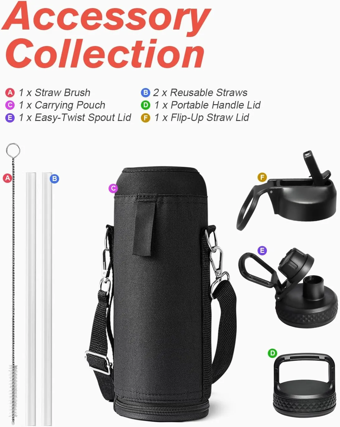 Water Bottle 40 oz Insulated with Straw&Brush, Coolflask Vaccum Stainless Steel Metal 3 Lids Water Flask for Sports, Gym or Office, Keep Cold 48H Hot 24H, Ombre Wine/Navy