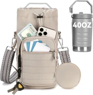Water Bottle Carrier with Strap Water Bottle Holder with Strap Water Bottle Carrier Bag, Water Bottle Bag with Phone Pocket for Walking, Hiking, Cycling