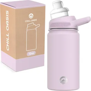 Water Bottle | Compatible With Popular Flavor Cartridges | BPA Free, Leak Proof, Double-Walled Vacuum Insulated Stainless Steel, and Dishwasher Safe | Cold for 24 Hours (Lavender, 12oz)