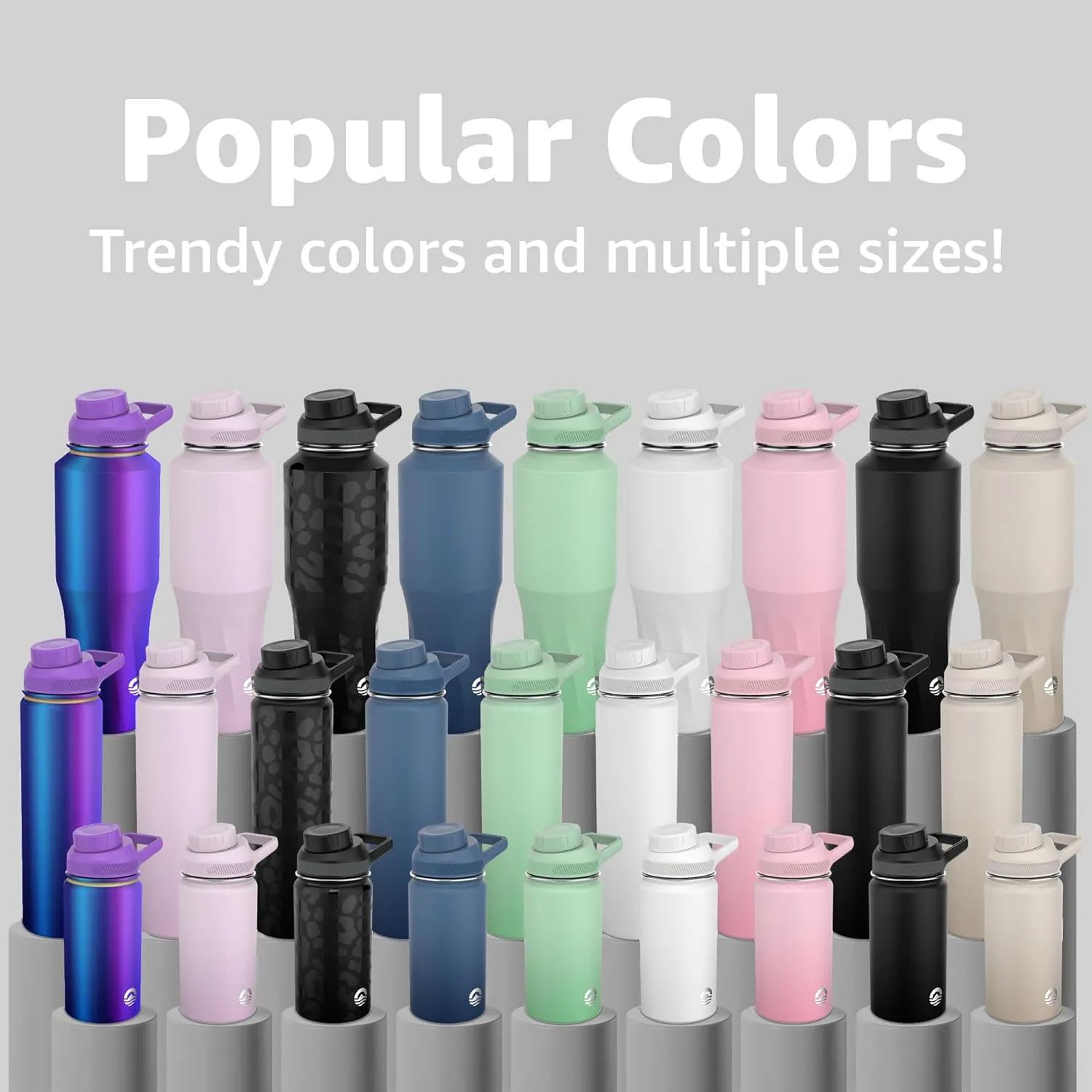 Water Bottle | Compatible With Popular Flavor Cartridges | BPA Free, Leak Proof, Double-Walled Vacuum Insulated Stainless Steel, and Dishwasher Safe | Cold for 24 Hours (Navy, 12oz)
