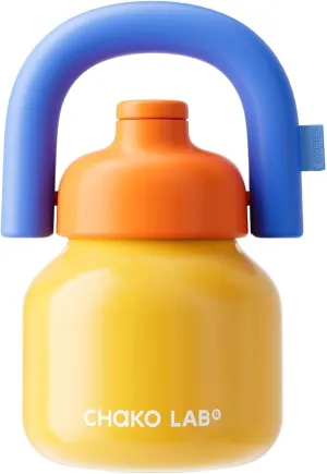 Water Bottle with Straw and Carry Handle | Wide Mouth vacuum insulated stainless steel Metal Thermos Bottles | Reusable, leak-proof and BPA-free | 33oz(Yellow and blue)