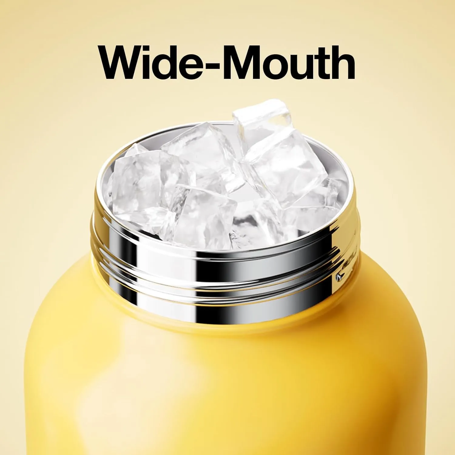 Water Bottle with Straw and Carry Handle | Wide Mouth vacuum insulated stainless steel Metal Thermos Bottles | Reusable, leak-proof and BPA-free | 33oz(Yellow and blue)