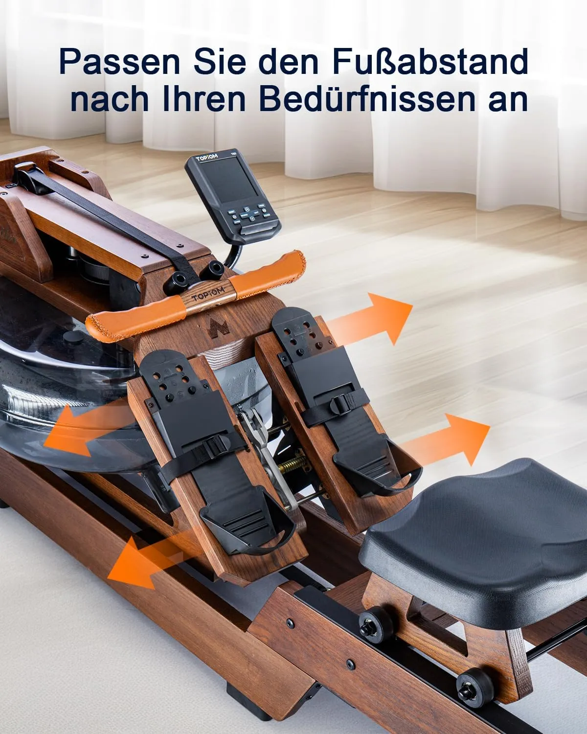 Water Rowing Machine for Home Use, Foldable Rower Machine with Dedicated Monitor & Bluetooth App, Upgraded Handle, Adjustable Footpad, Tablet Holder Water Rowing Machine