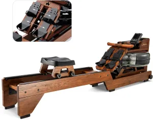 Water Rowing Machine for Home Use, Foldable Rower Machine with Dedicated Monitor & Bluetooth App, Upgraded Handle, Adjustable Footpad, Tablet Holder Water Rowing Machine