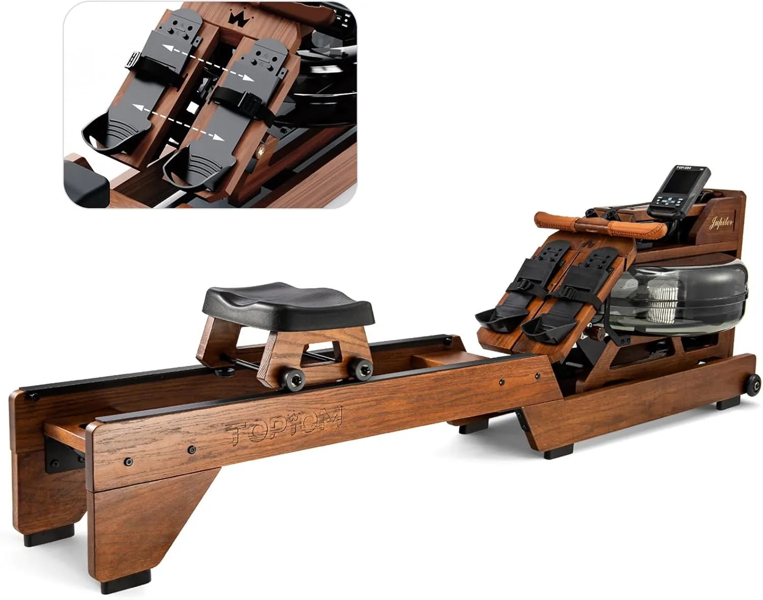 Water Rowing Machine for Home Use, Foldable Rower Machine with Dedicated Monitor & Bluetooth App, Upgraded Handle, Adjustable Footpad, Tablet Holder Water Rowing Machine