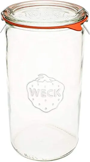 Weck Jar 974 - 1.5L Glass Jars with Large Storage Capacity - Preserving Jars with Airtight Lids Suitable for Pickling - Heat Resistant Canning Jars - Microwave Safe - (1 Jar with Glass Lid) 54 fl. oz
