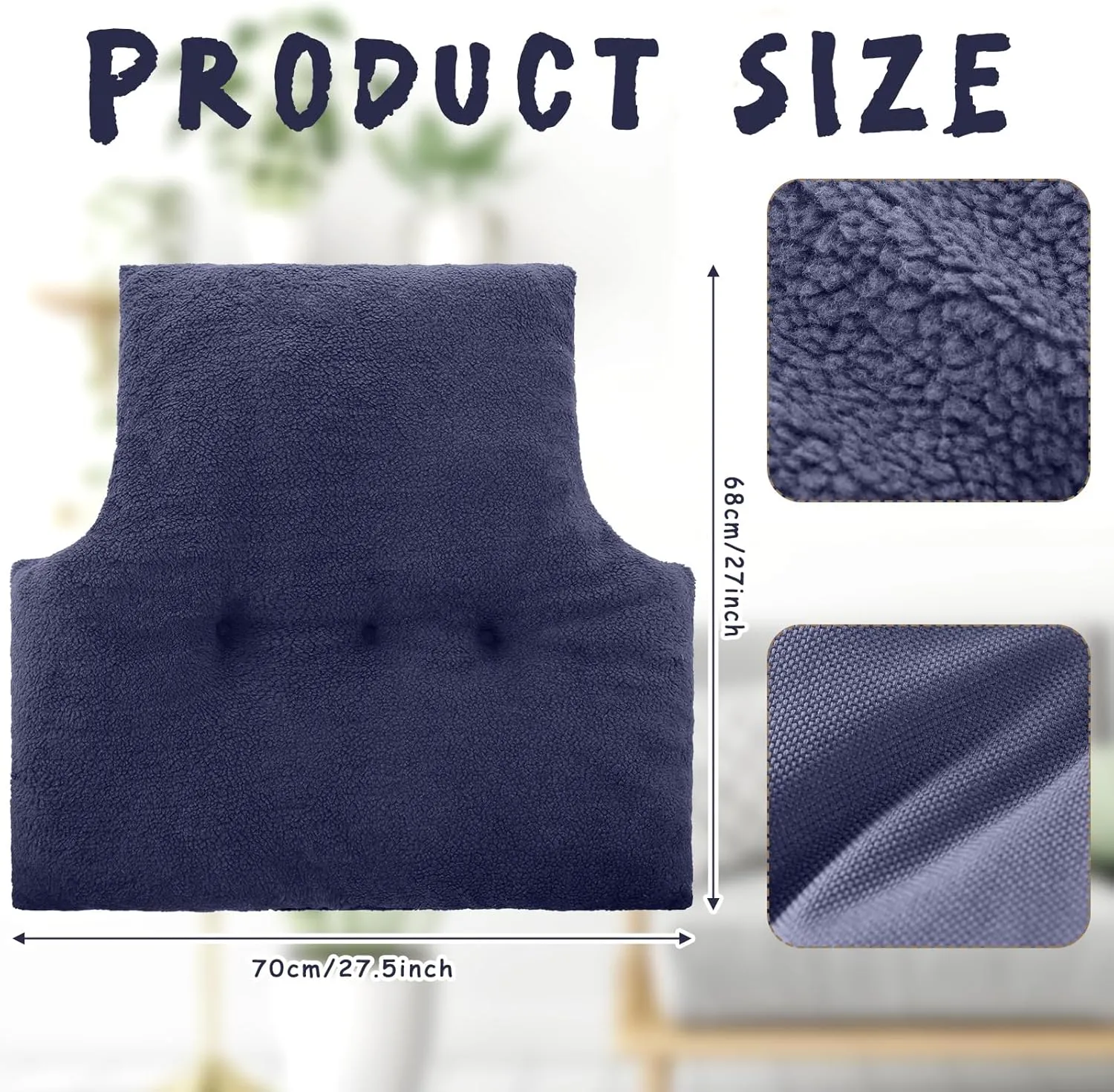 Weysat Fleece Back Support Pillow for Recliners, Chair Cushion Lumbar Support Reading Corner Pillow for Office Couch Sofa Low Back Pain Relief Rest(Dark Blue)