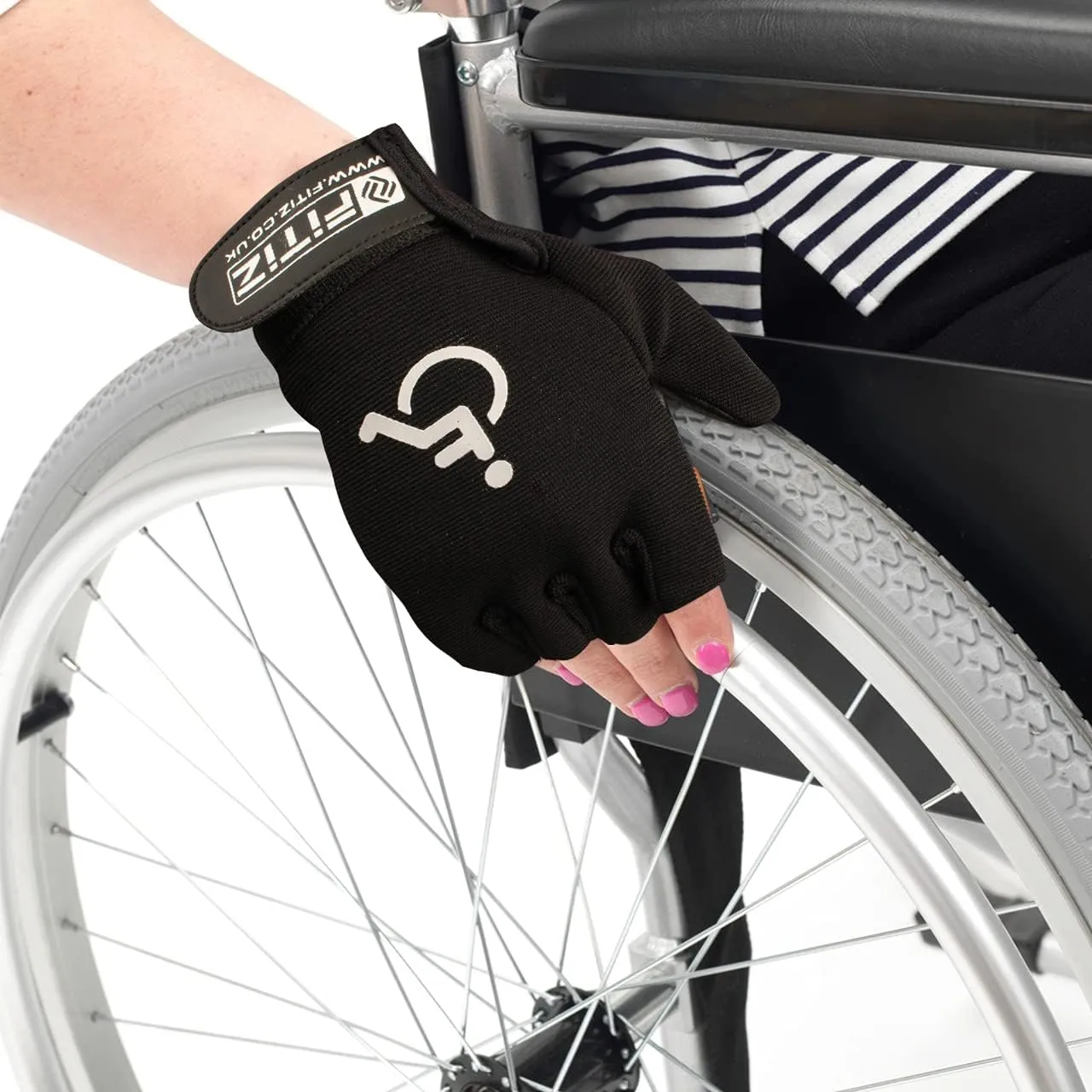 Wheelchair Gloves Real Leather Palm Gloves Mobility Padded Gloves Breathable, Fingerless Bike Gloves with Anti-Slip Grip Lightweight Cycling Gloves