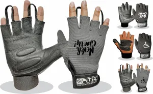 Wheelchair Gloves Real Leather Palm Gloves Mobility Padded Gloves Breathable, Fingerless Bike Gloves with Anti-Slip Grip Lightweight Cycling Gloves