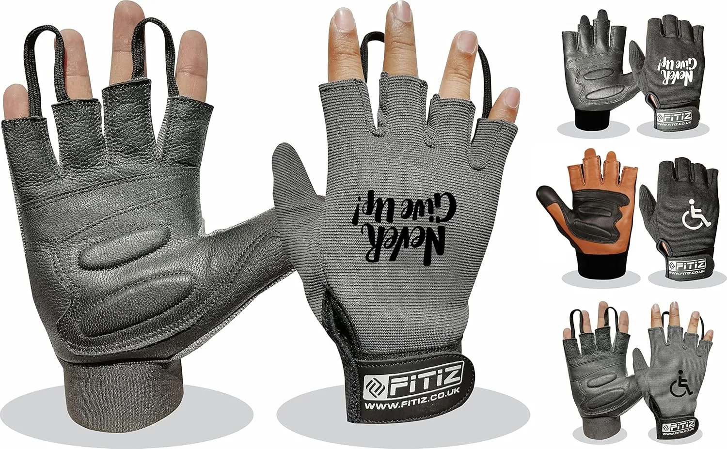 Wheelchair Gloves Real Leather Palm Gloves Mobility Padded Gloves Breathable, Fingerless Bike Gloves with Anti-Slip Grip Lightweight Cycling Gloves