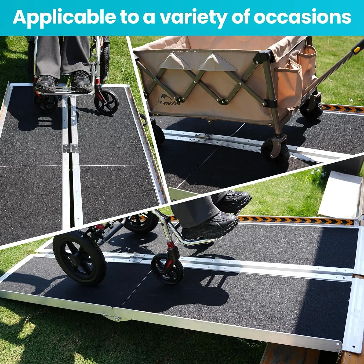 Wheelchair Ramp 6ft, Non-Skid Aluminum Folding Ramps for Wheelchairs for Home Steps, 800 LBS Capacity Handicap Wheel Chair Ramp for Doorway, Homes, Threshold, Entry, Stairs 72" Lx 29.2" Wx2H
