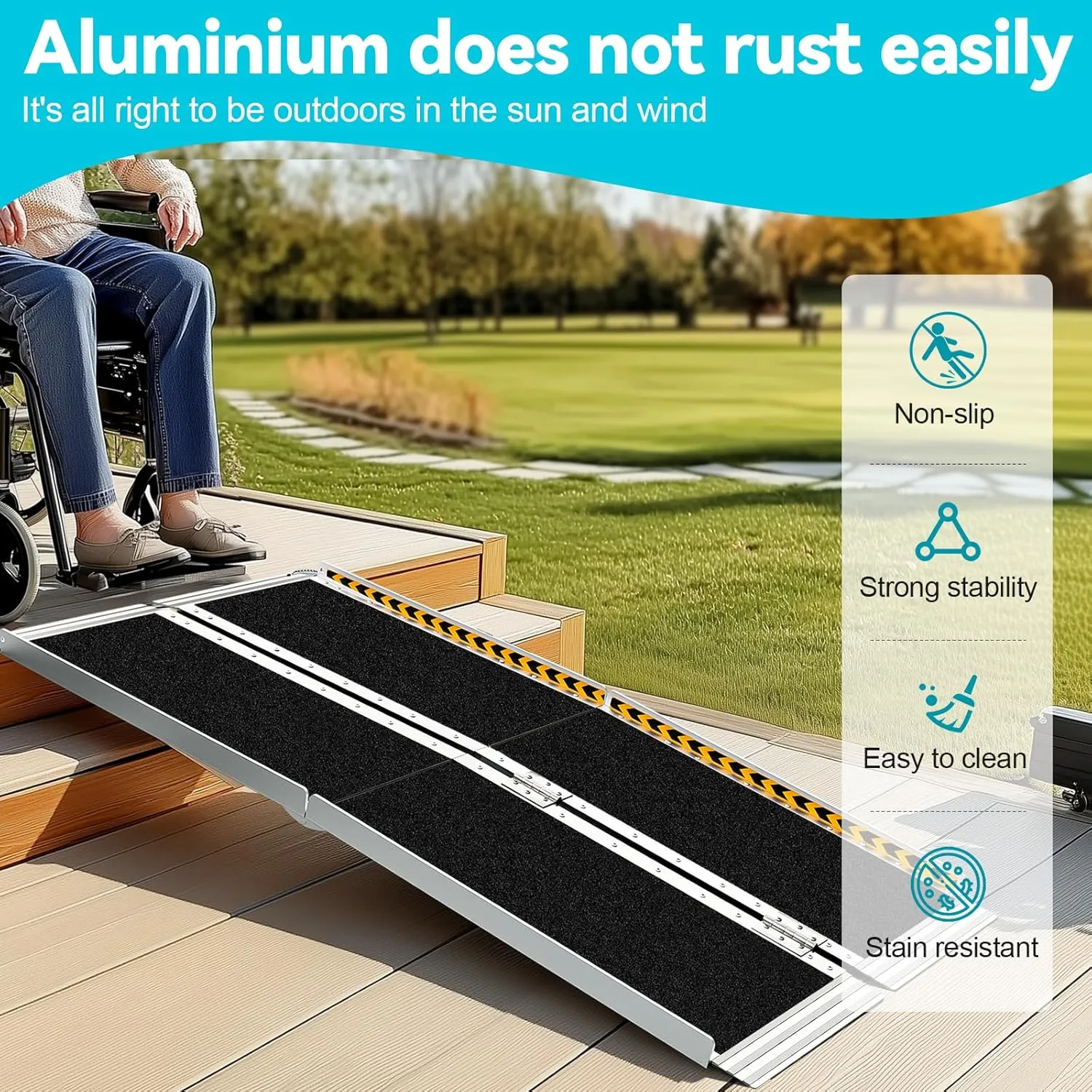 Wheelchair Ramp 6ft, Non-Skid Aluminum Folding Ramps for Wheelchairs for Home Steps, 800 LBS Capacity Handicap Wheel Chair Ramp for Doorway, Homes, Threshold, Entry, Stairs 72" Lx 29.2" Wx2H