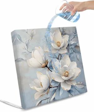 White Floral Outdoor Cushion Chair Cover Set of 2 - Waterproof Couch Seat Covers, Farmhouse Botanical Flowers Branches Patio Furniture Protector Cushions Slipcovers for Sofa/RV, 22"x22"x4"