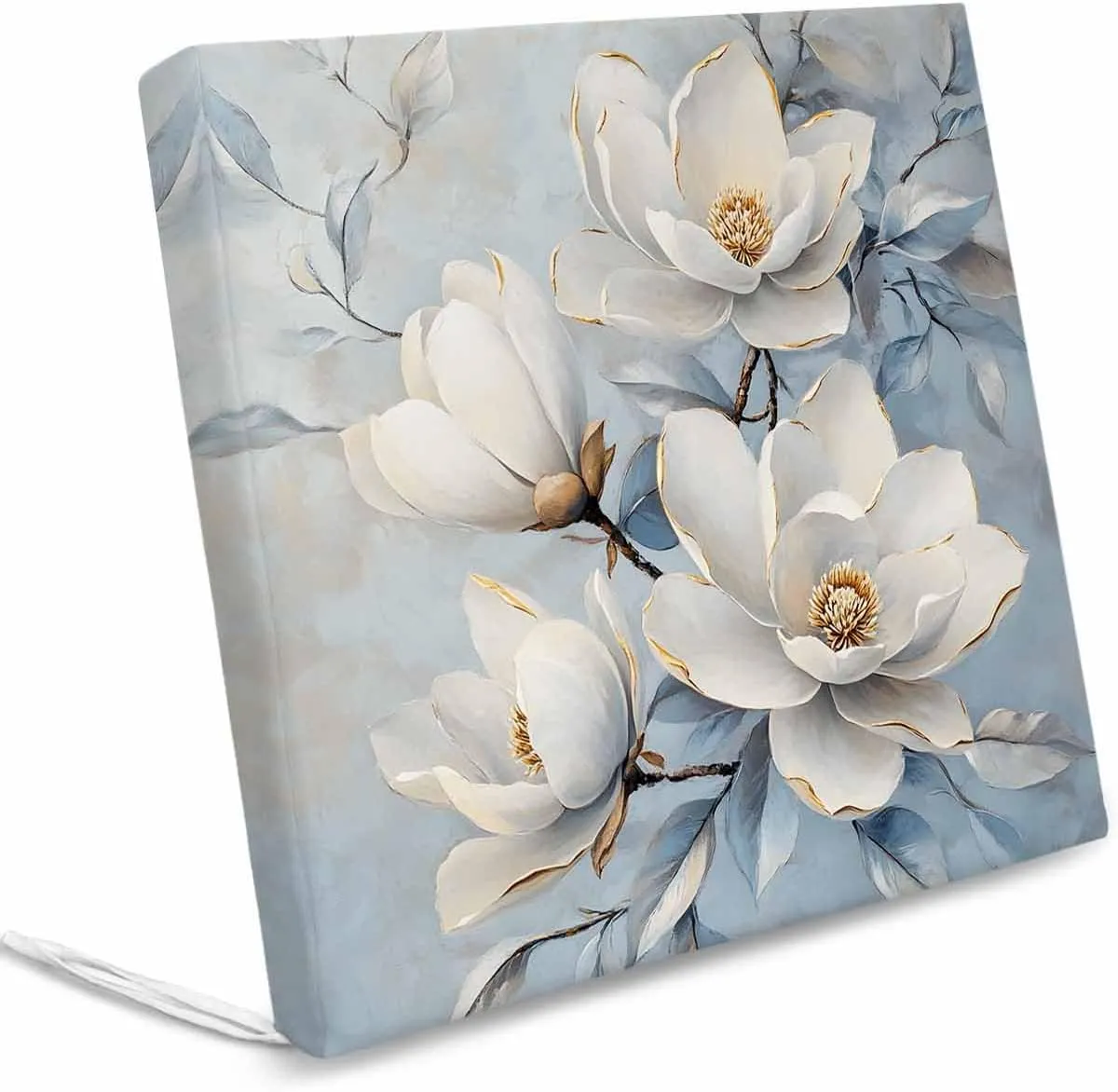 White Floral Outdoor Cushion Chair Cover Set of 4 - Waterproof Couch Seat Covers, Farmhouse Botanical Flowers Branches Patio Furniture Protector Cushions Slipcovers for Sofa/RV, 22"x20"x4"
