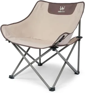 Whitsunday Outdoor Foldable Camping Chair with Built-in Side Pocket (1, Ivory)