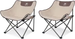 Whitsunday Outdoor Foldable Camping Chair with Built-in Side Pocket (2, Ivory)