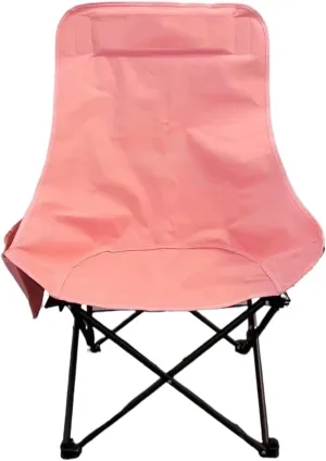 Widened High Back Chair Outdoor Folding Camping Chair Multifunctional Home Portable Fishing Stool(Pink)