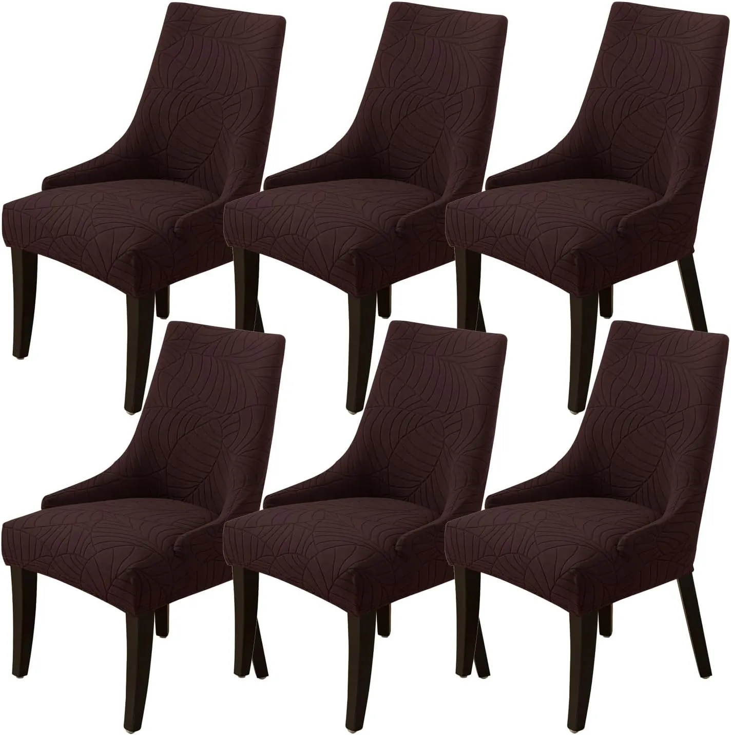 Wingback Side Chair Cover Stretch Dining Chair Covers Slipcovers Reusable Sloping Arm Chair Protector Cover Washable Upholstered Arm Dining Chair Cover for Dining Room Banquet Home Decor(A-dark brown,