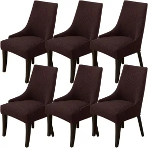 Wingback Side Chair Cover Stretch Dining Chair Covers Slipcovers Reusable Sloping Arm Chair Protector Cover Washable Upholstered Arm Dining Chair Cover for Dining Room Banquet Home Decor(A-dark brown,