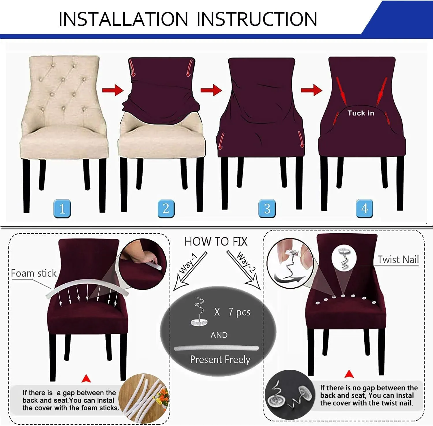 Wingback Side Chair Cover Stretch Dining Chair Covers Slipcovers Reusable Sloping Arm Chair Protector Cover Washable Upholstered Arm Dining Chair Cover for Dining Room Banquet Home Decor(A-dark brown,