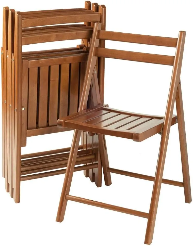 Winsome Robin 4-PC Folding Set Teak Chair, 17.64 x 20.1 x 32.28