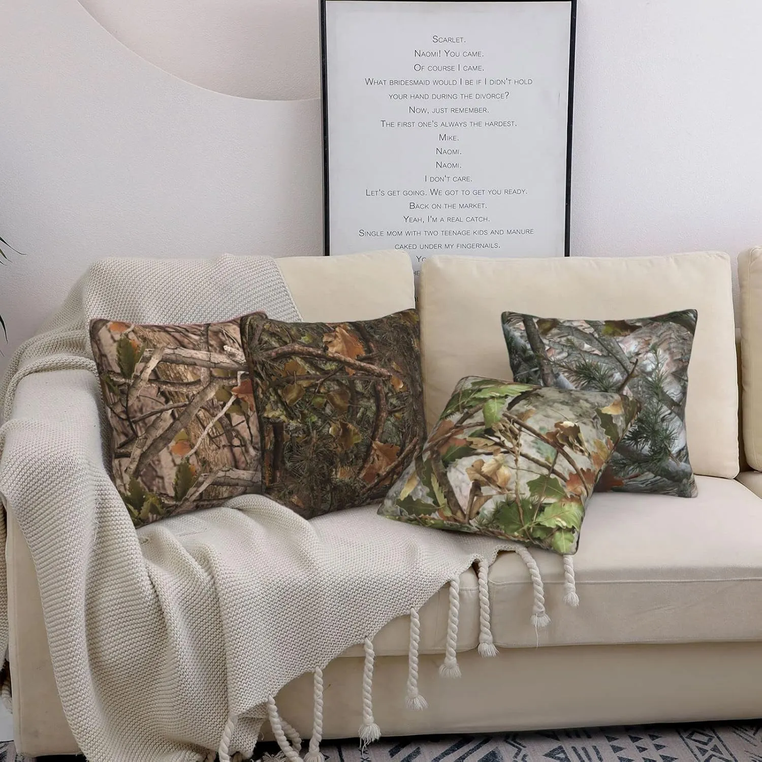 Worltoldb Real Camo Throw Pillow Covers Set of 4 Decorative Soft Linen Fabric Square Cushion Case for Room Bedroom Sofa Car 18x18