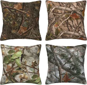 Worltoldb Real Camo Throw Pillow Covers Set of 4 Decorative Soft Linen Fabric Square Cushion Case for Room Bedroom Sofa Car 18x18