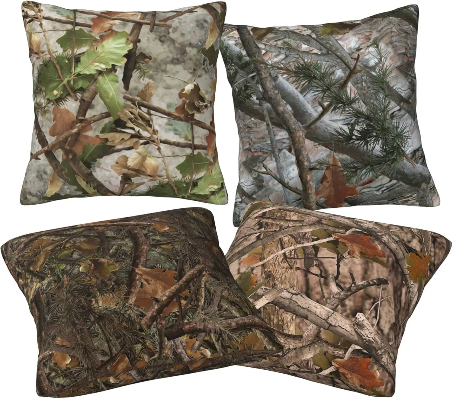 Worltoldb Real Camo Throw Pillow Covers Set of 4 Decorative Soft Linen Fabric Square Cushion Case for Room Bedroom Sofa Car 18x18