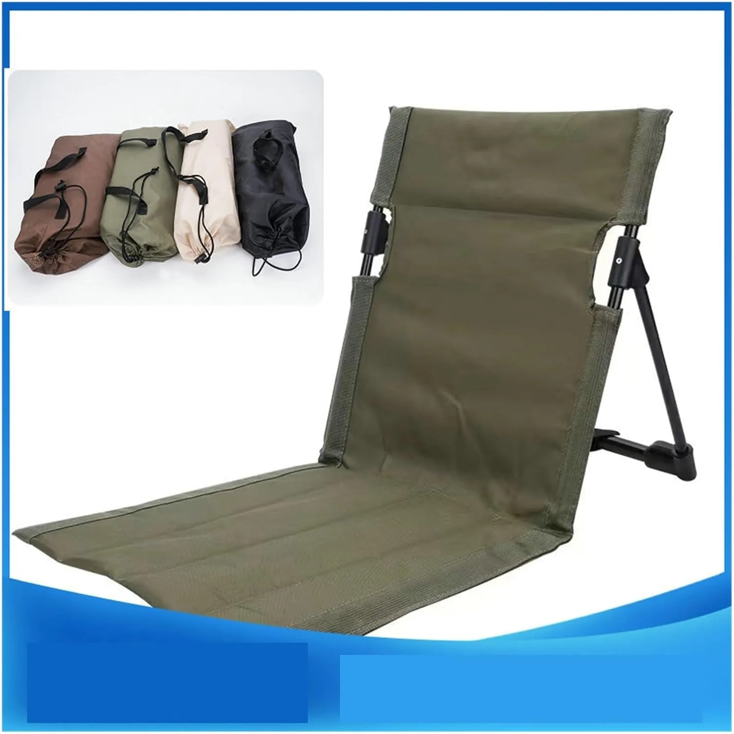 WUXUYI&NING Outdoor Folding Portable Recliner, Folding Chair for Easy Storage, Outdoor Camping Chair, Beach, Camping, Lawn, Music Festival, Travel(Rice White)