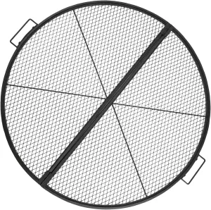 X-Marks Fire Pit Cooking Grill Grate with Support X Wire - Heavy Duty Folding Round Campfire Grill Grid - Portable Camping Cookware for Outside Party Gathering - 36 inch