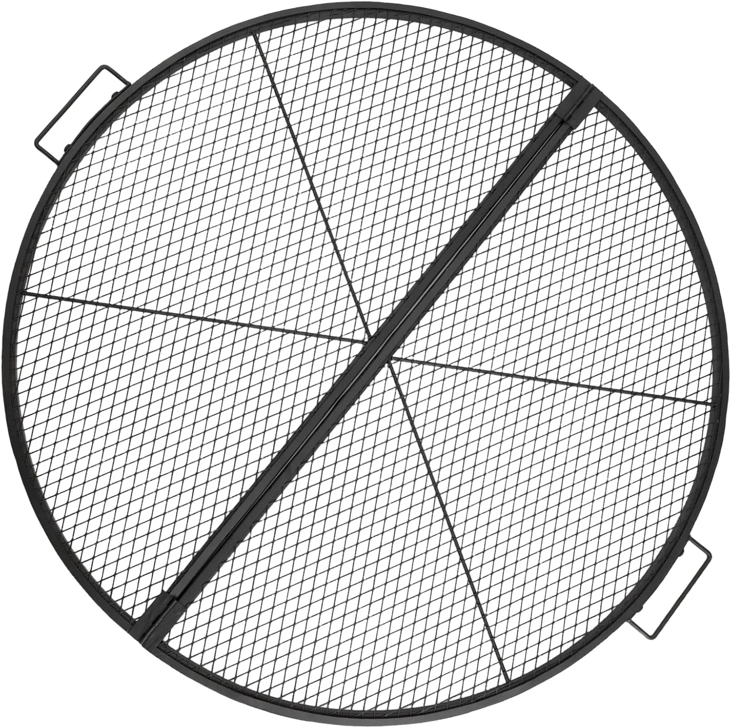 X-Marks Fire Pit Cooking Grill Grate with Support X Wire - Heavy Duty Folding Round Campfire Grill Grid - Portable Camping Cookware for Outside Party Gathering - 36 inch