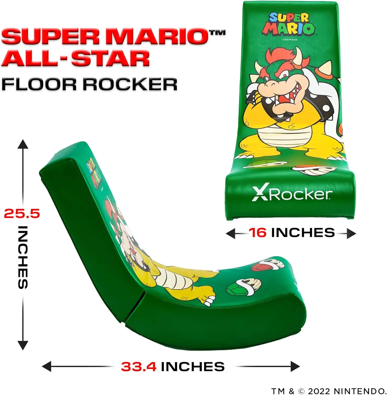 X Rocker Nintendo Video Gaming Chair for Kids 5-17, Floor Rocker, Gifts for Gamers, Mario, Bowser, Peach, Luigi, Yoshi, Gifts for Teens, Boys, Girls