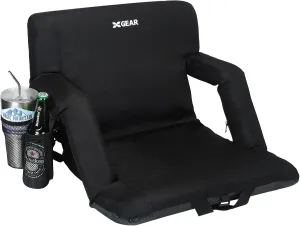 XGEAR Bleacher Chairs with Back and Cushion Extra Thick Padded Cushion Chair Back and Armrest Support， Water Resistant and Lightweight Stadium Chair, 6 Reclining Positions Adjustable