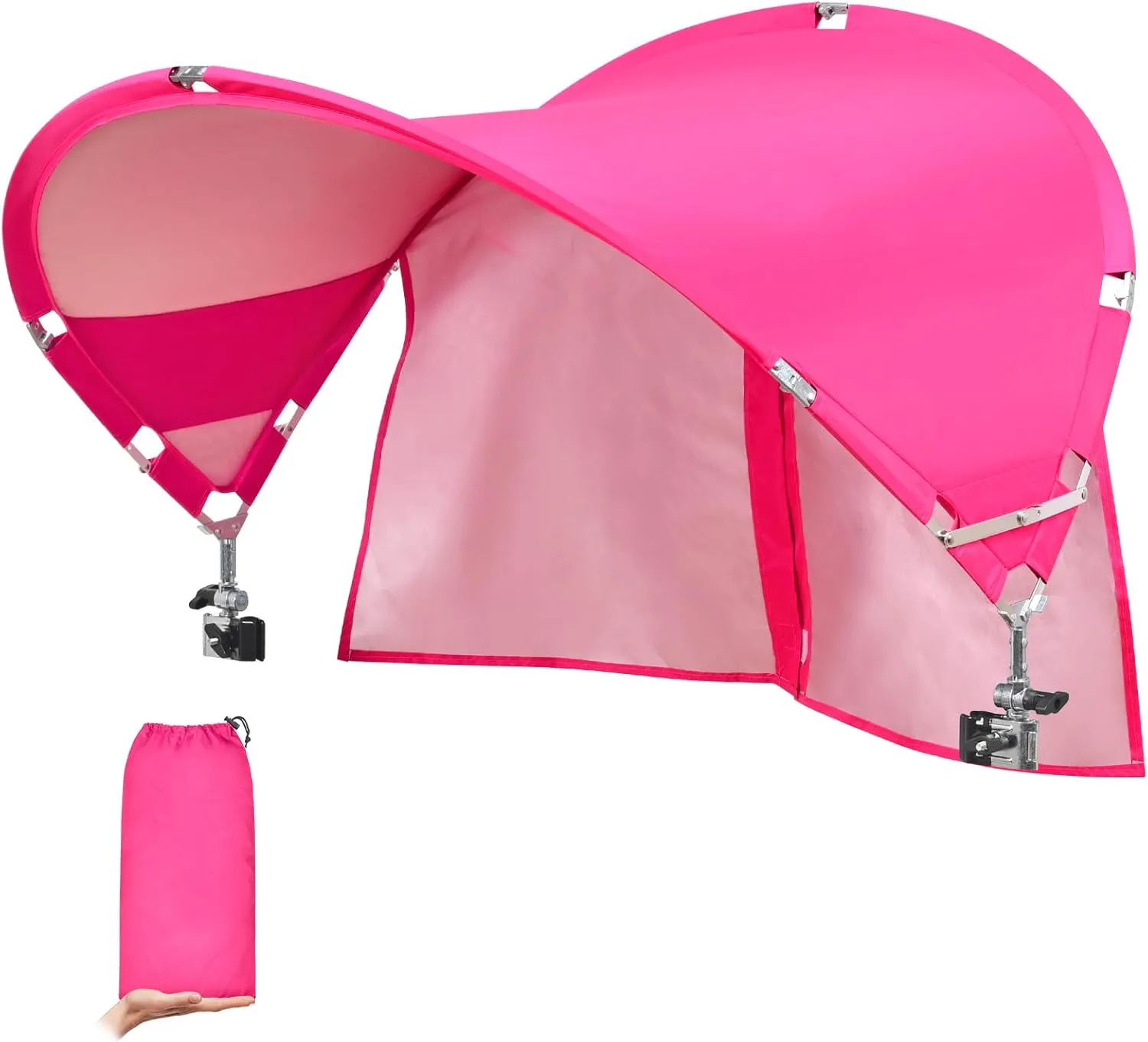 XL Universal Chair Canopy Umbrella, UPF 50  Foldable Sun Shade Attachment with Adjustable Clamp for Beach, Camping, Sports, Outdoor, Lawn, Tanning, Zero Gravity Chairs, Wagon, Wheelchair, Patented