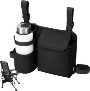 Xxerciz Chair Cup Holder Phone Holder, Camping Chair Armrest Drink Holder with Easily Attached Self Adhesive Straps for Patio Recliner, Beach Chair, Foldable Camping Chair (Black)