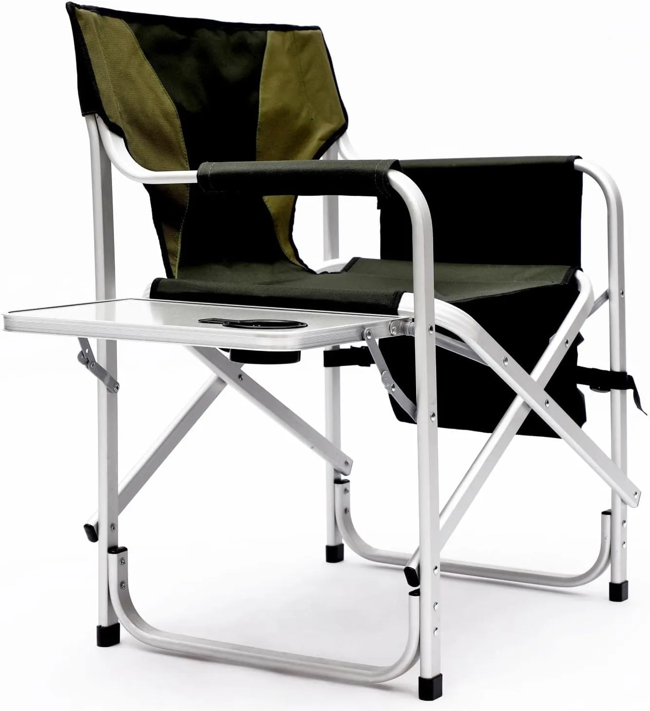 XXL Oversized Folding Camping Chair, Portable Aluminum Directors Chair with Side Table & Storage Pocket, Lawn Chairs for Fishing,Trip,Picnic,Lawn,Concert Outdoor,1 PCS Green